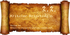 Kritzler Krisztián névjegykártya